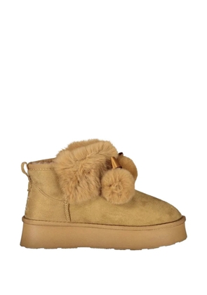 Laura Biagiotti pompom faux-fur ankle boots - Neutrals