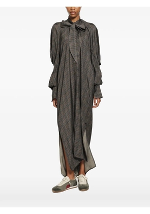 Uma Wang Corey printed pussy-bow coat - Grey