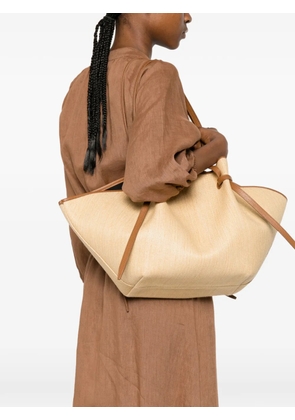 Yuzefi large Mochi leather-trim woven tote bag - Neutrals