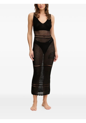 GUESS USA crochet-design V-neck midi dress - Black