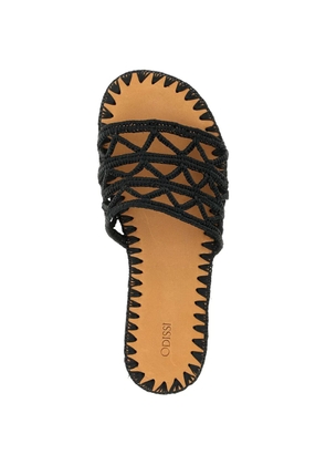 ODISSI Evie woven raffia sandals - Black