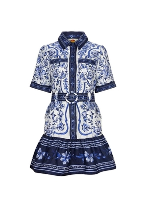 FARM Rio Porcelain Garden belted dress - White
