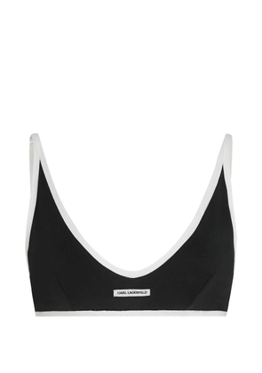 Karl Lagerfeld logo-patch contrast-trim bra - Black