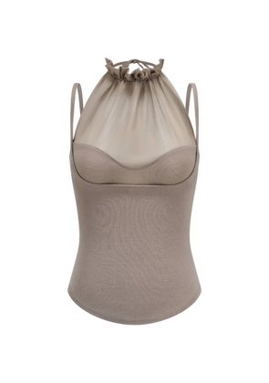 OUDE WAAG ruffled halter-neck top - Neutrals