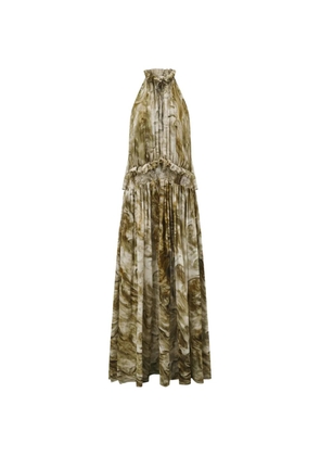 OUDE WAAG marble-print ruffled dress - Green
