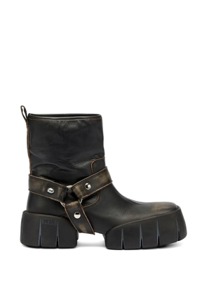 Diesel D-Tex strap-detail leather boots - Black