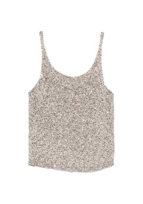 Alysi sequin-embellished knitted top - Neutrals