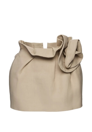 Magda Butrym linen flower-detail mini skirt - Neutrals