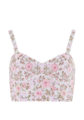 Needle & Thread Eden Rose embroidered tank top - White