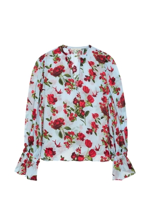 alice + olivia Moranne floral-jacquard mesh blouse - Blue
