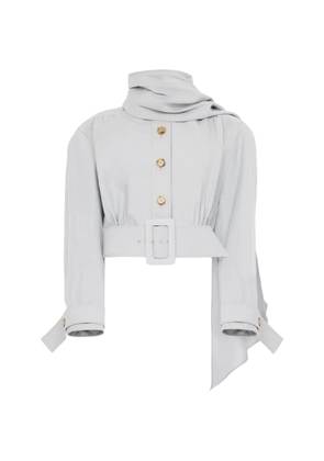 Chloé cropped scarf-detail belted jacket - Grey
