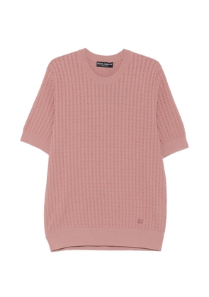 Dolce & Gabbana cable-knit short-sleeve sweater - Pink