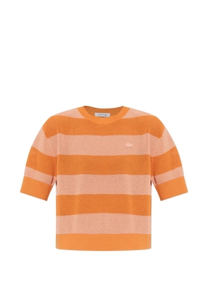 Lacoste horizontal-stripe waffle-knit T-shirt - Orange