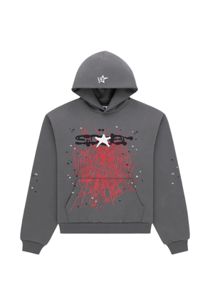 SP5DER Splat graphic-print star-motif hoodie - Grey