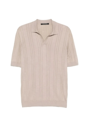 Tagliatore ribbed-knit polo-collar T-shirt - Neutrals