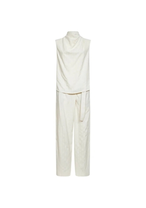 Brunello Cucinelli sequin-embellished pinstriped jumpsuit - Neutrals