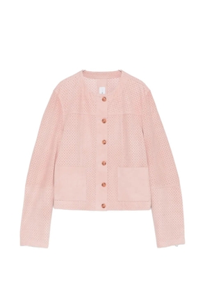 BULLY perforated-detail collarless jacket - Pink