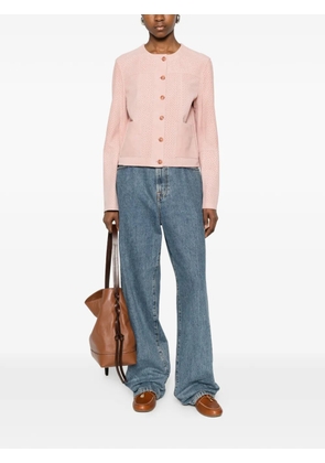 BULLY perforated-detail collarless jacket - Pink