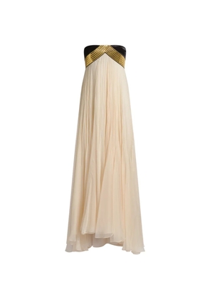 Alberta Ferretti pleated strapless maxi dress - Neutrals