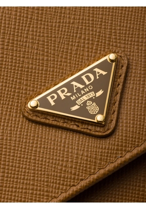 Prada Saffiano leather wallet with shoulder strap - Neutrals
