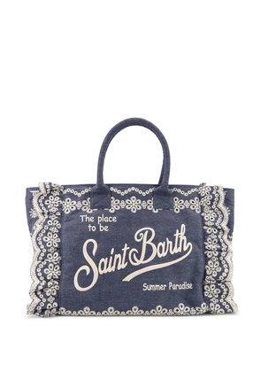 MC2 Saint Barth broderie anglaise ruffled tote bag - Blue
