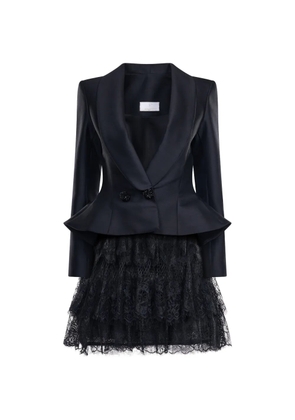 ARAFTU lace-tiered peplum dress - Black