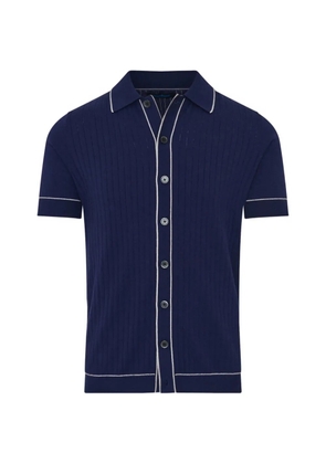 PATRICK ASSARAF ribbed-knit piped shirt - Blue