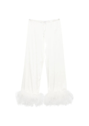 Oséree feather-trim drawstring trousers - White