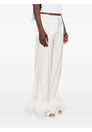 Oséree feather-trim drawstring trousers - White