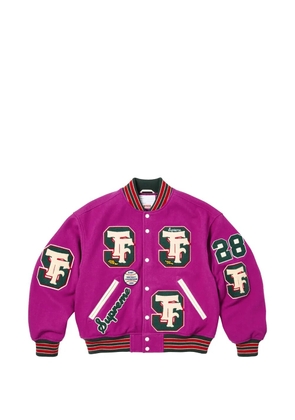 Supreme Drill team patch-detail varsity jacket - Pink