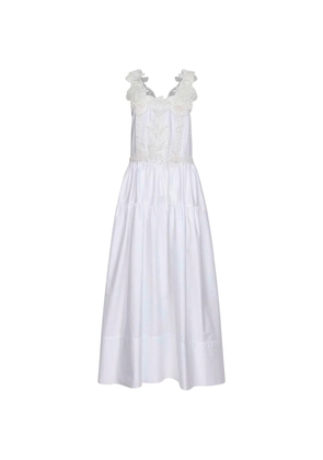 Maurizio lace-trim embroidered mid8 dress - White