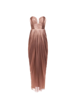 ARAFTU pleated metallic-finish dress - Brown