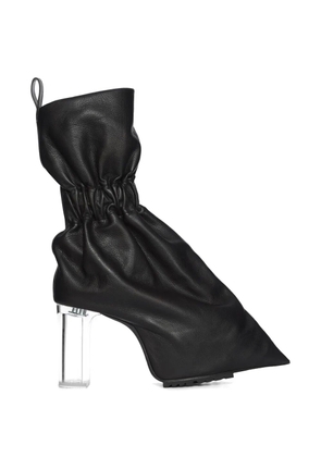 Rick Owens ruched leather ankle boots - Black