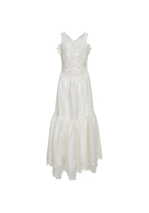 Maurizio lace-embroidered ruffled dress - White