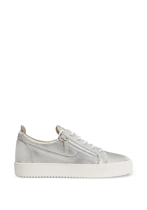 Giuseppe Zanotti textured-finish side-zip lace-up sneakers - Silver