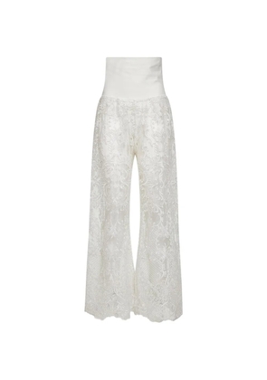 Maurizio lace-embroidered palazzo pants - White