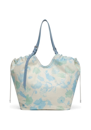 Maison Margiela medium floral-print drawstring-detail cotton tote bag - Blue