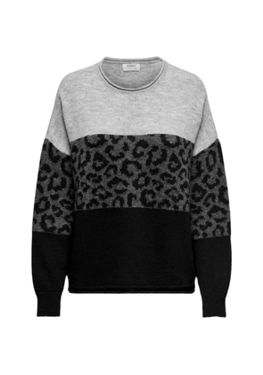 ONLY Onljade leopard-print colour-block jumper - Grey