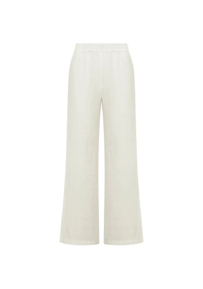 120% Lino wide-leg linen trousers - White