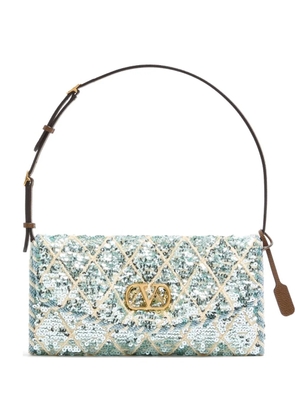 Valentino Garavani DeVain small shoulder bag with rhombelle embroidery - Blue