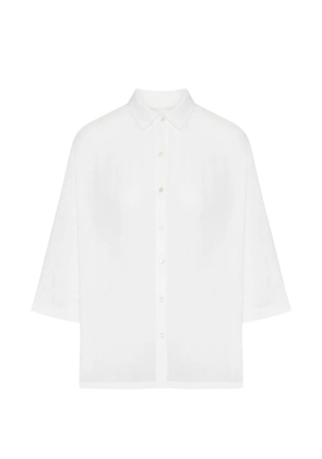120% Lino oversized three-quarter sleeve shirt - White