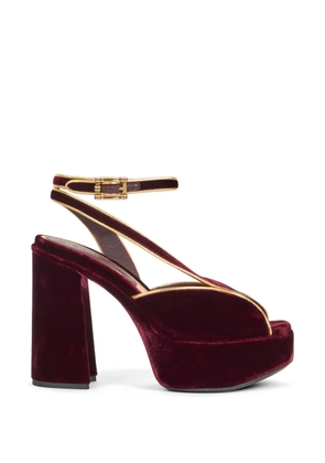 ETRO velvet metallic-trim platform sandals - Red