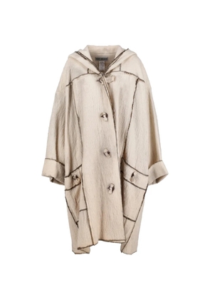 Issey Miyake Pre-Owned hooded toggle-fastening coat - Neutrals