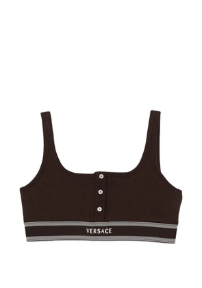 Versace logo-embroidered bra - Brown