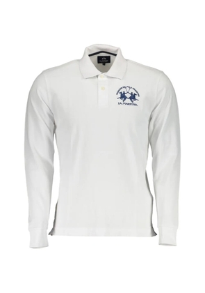 La Martina logo-embroidered long-sleeve polo shirt - White