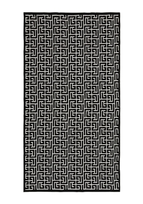 Balmain PB Labyrinth-print beach towel - Black