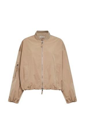 Blanca Vita ribbed-collar zip-up bomber jacket - Neutrals