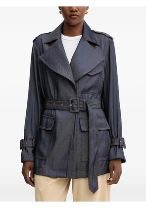 GUESS USA belt-detail short denim trench coat - Blue