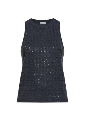 Brunello Cucinelli sequin-embroidered racerback top - Grey