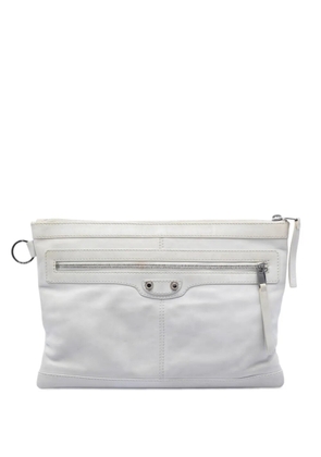 Balenciaga Pre-Owned 2016 Lambskin Motocross Classic Clip M clutch bag - White